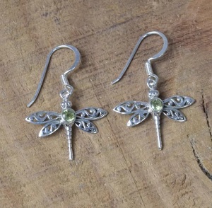Pendientes de Libélula con Peridoto Natural, Plata de Ley 925, Hechos a Mano, Colgantes, Joyería de Moda, Regalo al por Mayor para Mujer - Product Image 6