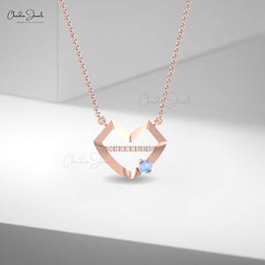 Vendeur Vérifié Collier Cocktail en Pierre de Lune Arc-en-ciel Naturelle Ronde de 4 mm, Or Massif 14 carats, Diamant G-H, Bijoux Fins pour Soirée, Lot - Product Image 1