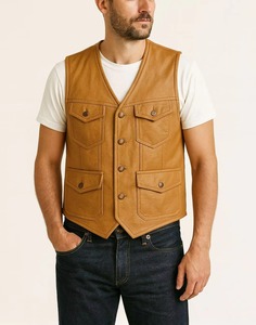 2026 Men PU Leather Winter <b>Utility</b> <b>Vest</b> Sleeveless Single Button Closure Multi Pocket Reversible Windproof Waterproof Quick Dry - Product Image 3
