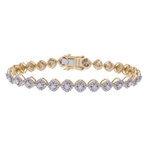Élégant bracelet tennis pour femme en or jaune 14K, diamants naturels taille brillant 3.28CTW, plaqué rhodium, look éclatant, cadeau de fête - Product Image 1