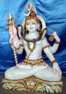 Magnifique statue de Shiva en marbre blanc naturel, faite à la main, en position assise, avec un design créatif pour la décoration de temple, vente en gros - Product Image 6