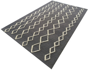 Elegant Modern Hand Tufted <b>Thick</b> Wool Loop Pile Canvas Backing Area <b>Rug</b> Textured Geometrical Design Non-Slip Durable Heavy Areas - Product Image 2