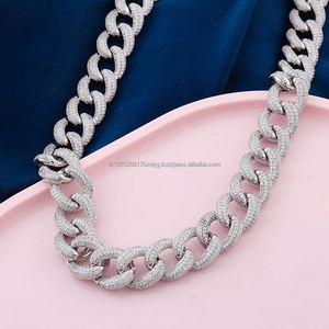 Chaîne cubaine en moissanite VVS de qualité supérieure, en argent sterling 925, style hip-hop, plaquée or, pour mariage/fête - Product Image 2