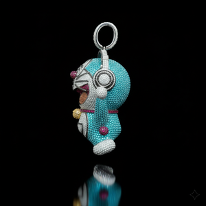 Colgante de Diamantes con Diseño de Gato de Dibujos Animados Iced Out, con Piedras Pavé Multicolor y Auriculares, Joyería de Lujo con Personalidad Hip Hop - Product Image 2