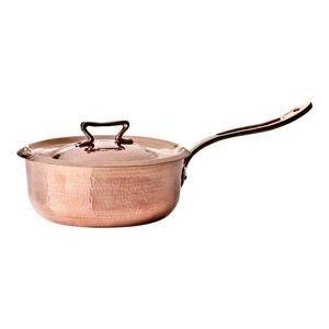 Handcrafted Copper Casserole <b>Pan</b> With Lid Brass Handles Hammered Serving Cookware Wholesale Kitchen Pot For Home Hotel Restauran - Product Image 4