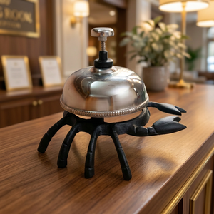 Cloche de bureau plaquée argent, cloche de service en aluminium moulé, cloche de table décorative, cloche de comptoir pour réception, hôtel, restaurant - Product Image 4