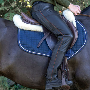 English Equestrian Horse Riding <b>Half</b> <b>Chaps</b> Unisex Men Women Adult Outdoor Protective Genuine Leather Zipper Closure - Product Image 5