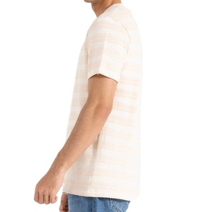 Wholesale Summer Striped Cotton T-<b>Shirt</b> for Men <b>100</b>% Knitted Cotton Crewneck Pastel Colors OEM/ODM Design Low MOQs Bulk Quantity - Product Image 3