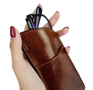 Personalized Leather <b>Glasses</b> Case LGC-0028 Full Grain Sunglasses Sleeve Anniversary <b>Birthday</b> Cover Pouch Gift for Him - Product Image 1