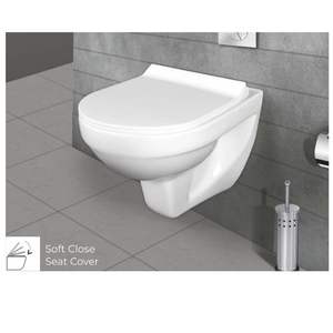 WC mural élégant et moderne de forme fusionnelle, 540x365x420mm, en céramique, pour salle de bain commerciale. - Product Image 1