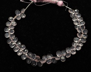 Natural Rose Quartz Faceted Pear Shape Briolette 6.5 Inch Strand Size 5x7MM Rose Quartz Gemstone Briolette By Indian Wholesaler - Product Image 5