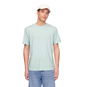 เสื้อยืดคอกลมแขนสั้นสีเขียวอ่อนสำหรับผู้ชาย ผ้าฝ้าย 100% ทรงปกติ สวมใส่สบาย สีพื้น ผ้าเจอร์ซีย์ถัก ดีไซน์เรียบง่าย - Product Image 1
