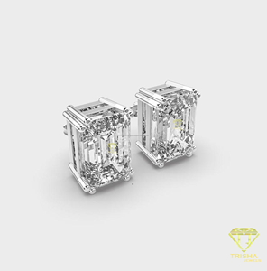 Luxury Emerald Cut Moissanite Earrings 925 <b>Silver</b> Hypoallergenic <b>Stud</b> Earrings - Product Image 4