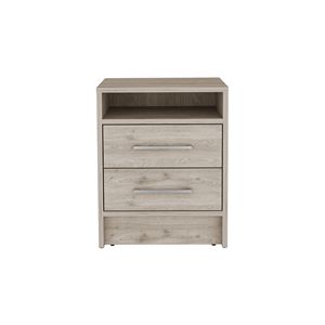 Comodino Eter Grigio Chiaro con Piano Superiore di Qualità Superiore e Due Cassetti, Utilizzabile come Tavolino o Comodino Laterale - Product Image 2