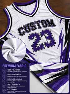 Conjunto de Uniforme de Baloncesto Personalizable - 100% Poliéster Transpirable de Secado Rápido, Cintura Elástica, Cuello en V, Impresión Digital, Colores y Logotipo Personalizados - Product Image 3