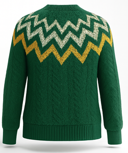 Pull col rond en maille torsadée de luxe pour homme, mélange de laine, hiver, anti-plis, motif éclair - Product Image 2