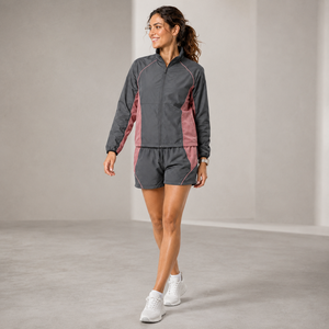 Ensemble veste et short de sport pour femme avec logo personnalisé, coupe oversize, en polyester léger, style streetwear, fournisseur de vêtements pour commandes en gros - Product Image 6