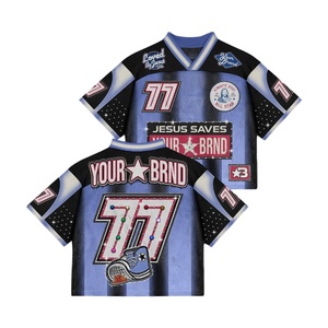 Maillot de football personnalisé à col en V surdimensionné pour votre marque, manches courtes, en maille polyester respirante, séchage rapide, impression numérique, style streetwear - Product Image 1