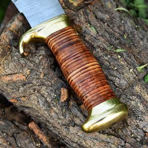 Custom Handmade Carbon Steel Hunting <b>Knife</b> with <b>Bone</b> <b>Handle</b> 15 Inch Blade Brass Bolster Ambidextrous Durable - Product Image 1