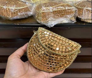 F S International <b>Metal</b> Gold-Plated Handmade Customized Shape Traditional Embellished Clutch Handbag for Women-Festive Occasions - Product Image 4