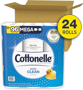 Papel Higiénico Cottonelle Ultra Clean Mega, Blanco, 312 Hojas por Rollo, Paquete de 24 Rollos - Product Image 6