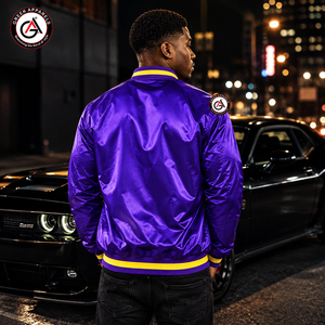 Veste bomber en satin pour hommes de la fraternité Omega Embroidery, vente en gros |   Blouson bomber pour homme personnalisé brodé pour l'hiver - Séchage rapide - Product Image 2