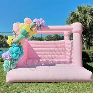 Castillo rosa pastel inflable portátil comercial decorado con globos Casa <span class=keywords><strong>de</strong></span> rebote para alquiler <span class=keywords><strong>de</strong></span> fiestas hecha <span class=keywords><strong>de</strong></span> PVC duradero - Product Image 4