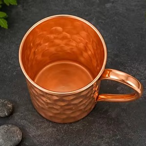 แก้วน้ำทองแดงทรงกลมลายตอกแบบดั้งเดิมพร้อมฝาปิด - Product Image 3
