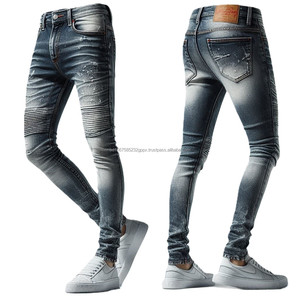 กางเกงยีนส์สกินนี่เอวสูงผ้ายีนสแปนเด็กซ์สำหรับผู้ชายดีไซน์แบบออกแบบได้ตามต้องการ - Product Image 2