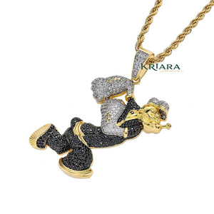 Hip Hop 925 Silver Mickey <b>Mouse</b> Pendant Lab Grown Diamond Cartoon Charm Gold Plated Unisex Jewelry - Product Image 5