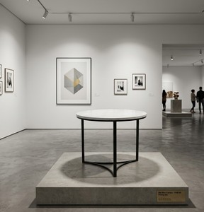 Contemporary Round Coffee <b>Table</b> with Marble <b>Top</b> and Black Metal Frame for Living Room Furniture - Product Image 5