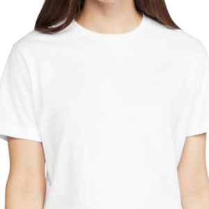 T-shirt blanc à col rond et manches courtes pour femme, 100 % coton jersey, coupe classique, couleur unie, respirant, toutes saisons, en vente - Product Image 3