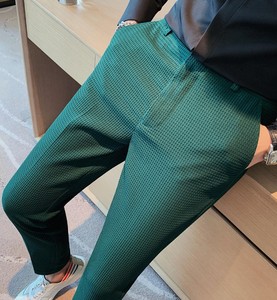 Men's Slim Fit Skinny 2024 Korean Suit Pants 100% Cotton Casual High Waist Lightweight Wholesale <b>Work</b> <b>Cargo</b> Formal Pants - Product Image 1