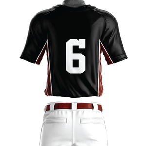 Camiseta de Béisbol Negra para Hombre con Detalles Rojos, Manga Corta, Cierre de Botones, Números de Equipo Sublimados, Corte Regular, Ropa para Todas las Temporadas - Product Image 2