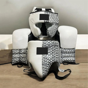 Meilleur ensemble de boxe sur mesure professionnel : Gants de boxe, protège-tête de sparring, protège-guêtres en cuir PU pour l'entraînement - Product Image 1