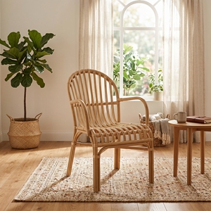 Livorno Chairs Mandola Rattan Core <b>Dining</b> Chairs Premium Handwoven <b>Armchair</b> Resort Style Patio Furniture Tropical Decor Elegance - Product Image 4