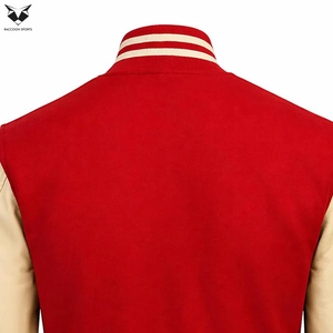 2026 Comfortable New Trendy Women's Varsity Jacket Red White Contrast Full Sleeve Stand Collar Short Length Autumn Wear - Product Image 6