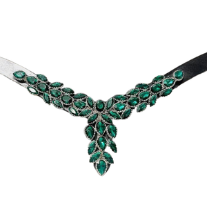 Diadema de Cuero con Cristales de Esmeralda de Lujo para Caballo, Hecha a Mano, con Brillantes, Accesorio Ecuestre Premium, Modelo ADIBA OVERSEAS - Product Image 4