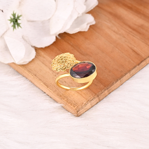 <b>Adjustable</b> Garnet Hydro Gemstone Gold Plated Brass <b>Ring</b> Handmade Stylish Jewelry for women - Product Image 2