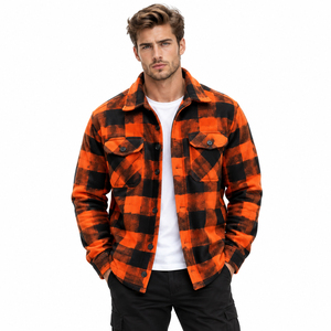 <b>Men</b> Plaid Flannel Shirt <b>Jackets</b> Long Sleeve <b>Men</b> Turn Down Collar Button Down <b>Jackets</b> Casual WInter Wear Warm Cotton <b>Jackets</b> - Product Image 2