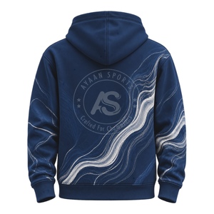 Men's Hooded <b>Sweatshirt</b> <b>Navy</b> Blue Abstract Print Breathable Regular Fit Casual Style Hoodie For Men's - Product Image 2