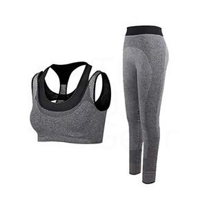 Ensembles de fitness et de gym personnalisés 2 pièces sans couture pour femmes survêtement de yoga grande taille vêtements de sport à motif solide les plus vendus - Product Image 1