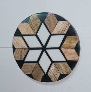 Sous-verre de table de cuisine personnalisé, le plus vendu, réutilisable, en bois et résine, design zen asiatique, 100 mm de diamètre, support de tapis, prix d'usine imbattable - Product Image 2