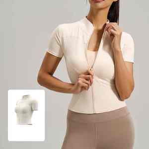 Veste de yoga pour femme, coupe ajustée, manches longues, légère, respirante, séchage rapide, en spandex/nylon, avec fermeture éclair, haut de sport printemps automne - Product Image 6