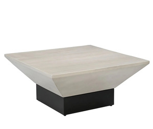 Mesa de Centro Moderna de Metal y Madera de Mango Sólido con Cuerpo Cuadrado Grueso y Cónico, Acabado Personalizado, para Sala de Estar u Oficina en Casa - Product Image 6