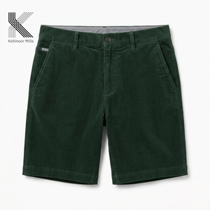 Shorts pour hommes en velours côtelé tissé 280g, décontractés, taille mi-haute, boutonnés, écologiques et respirants, en Spandex/Coton - Product Image 3