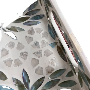 Mother of Pearl Inlay Tray Palawan Flower Lacquer <b>Coffee</b> Table Tray by blossom craft india - Product Image 6