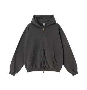 Men's <b>Zip</b>-Up <b>Hoodie</b> Black Casual Streetwear <b>Pocket</b> Regular Fit Fleece 100% Cotton Eco-Friendly Winter Wear Long 260g - Product Image 3