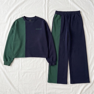 Ensemble de survêtement décontracté pour homme, grande taille, personnalisable, en coton épais 100 %, antibactérien et respirant, pour l'hiver - Product Image 1