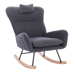 Poltrona a dondolo ecologica grigio scuro con schienale alto per soggiorno - Product Image 6